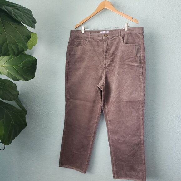 LOFT The straight crop high rise corduroy Frey hem pants - Picture 2 of 16